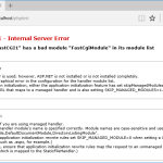 Handler PHP_via_FastCGI has a bad module FastCgiModule in its module list