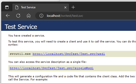 After installing HTTP Activation, our Test Service is running