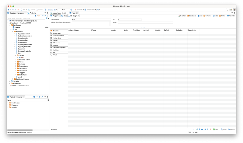 DBeaver connected to our Azure SQL Edge instance