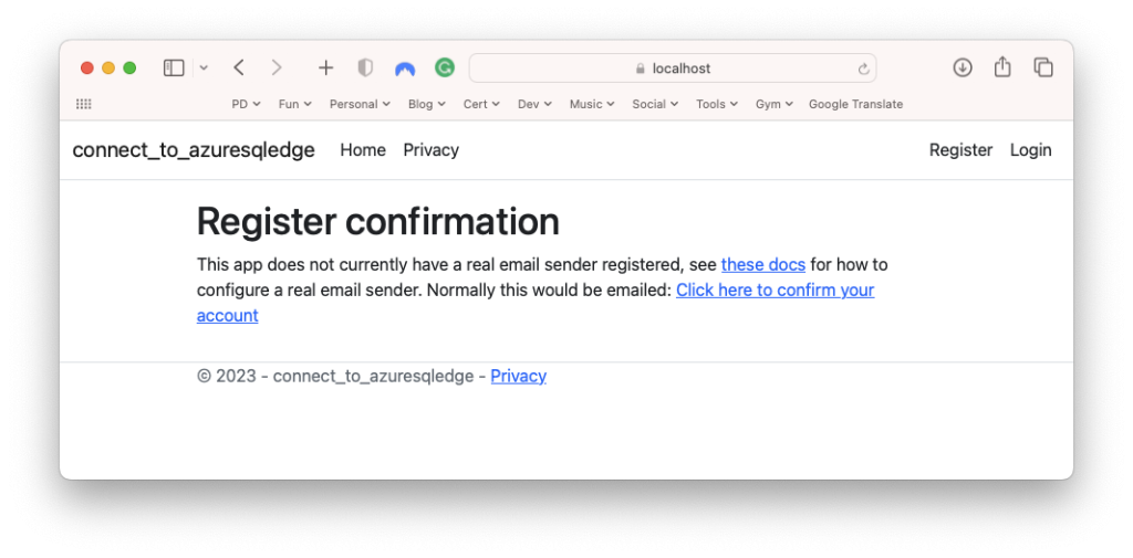 Register confirmation, meaning our site is working.