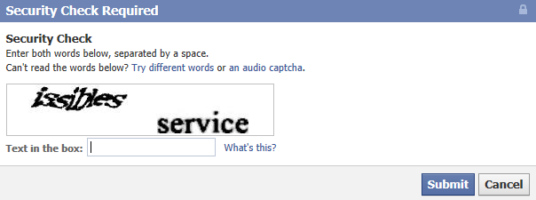 Facebook Security Check must be filled